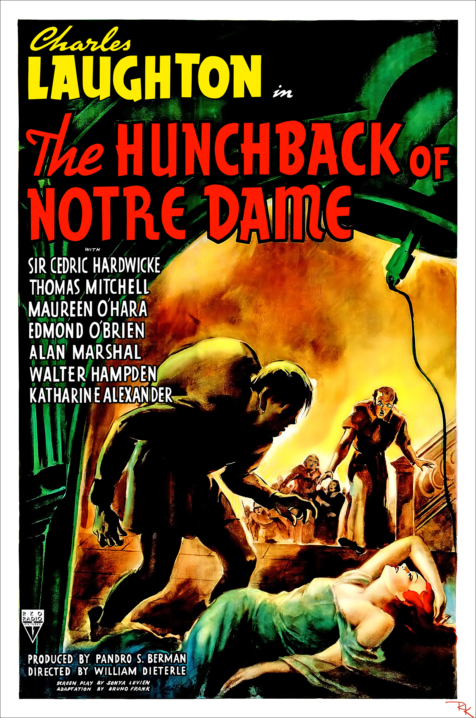 "The Hunchback of Notre Dame" <br>starring Charles Laughton <br>and Maureen O'Hara Hunchback of Notre Dame movie poster-The Movie Poster Store