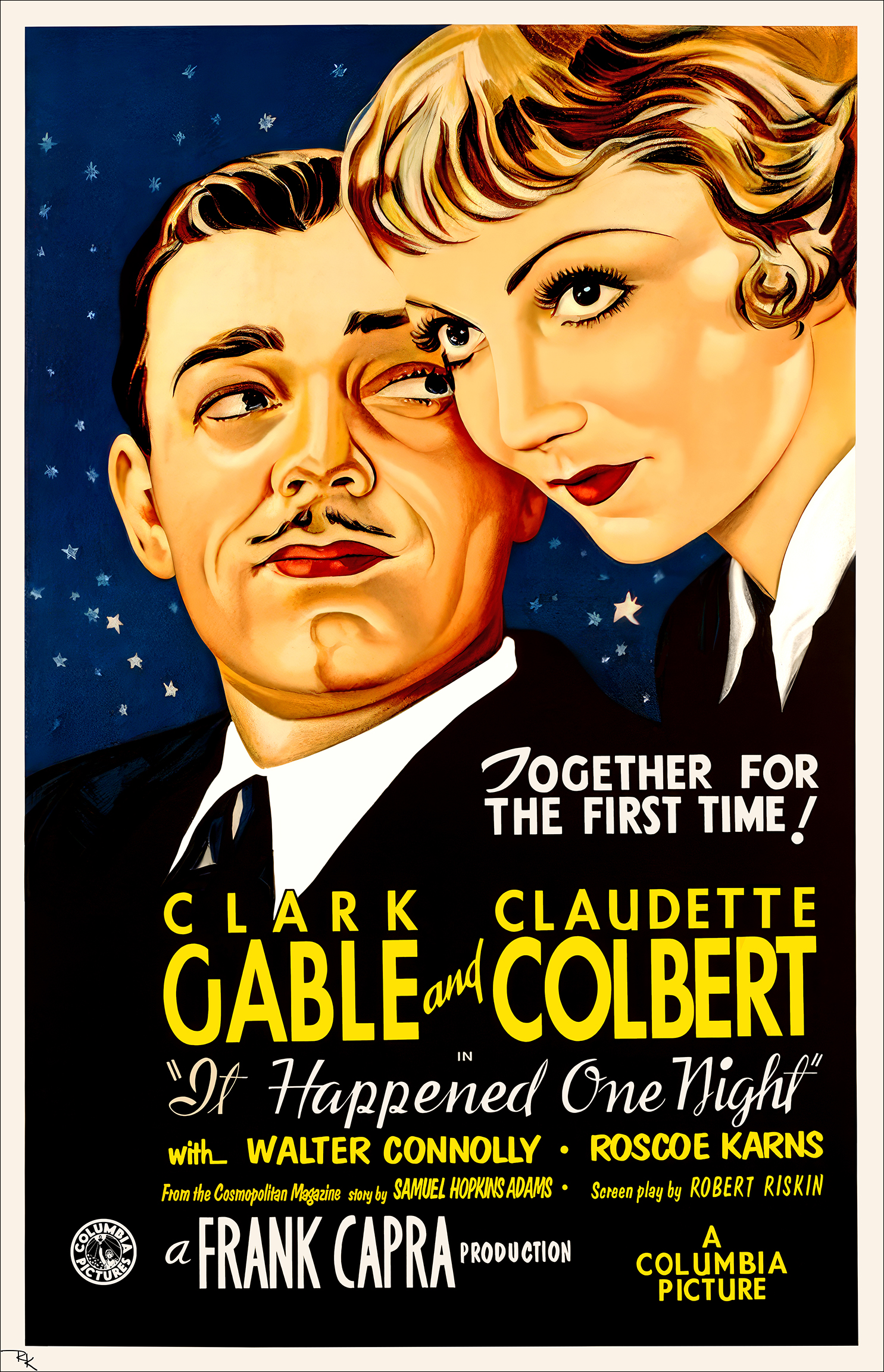 "It Happened One Night" <br>starring Clark Gable<br> and Claudette Colbert It Happened One Night movie poster-The Movie Poster Store