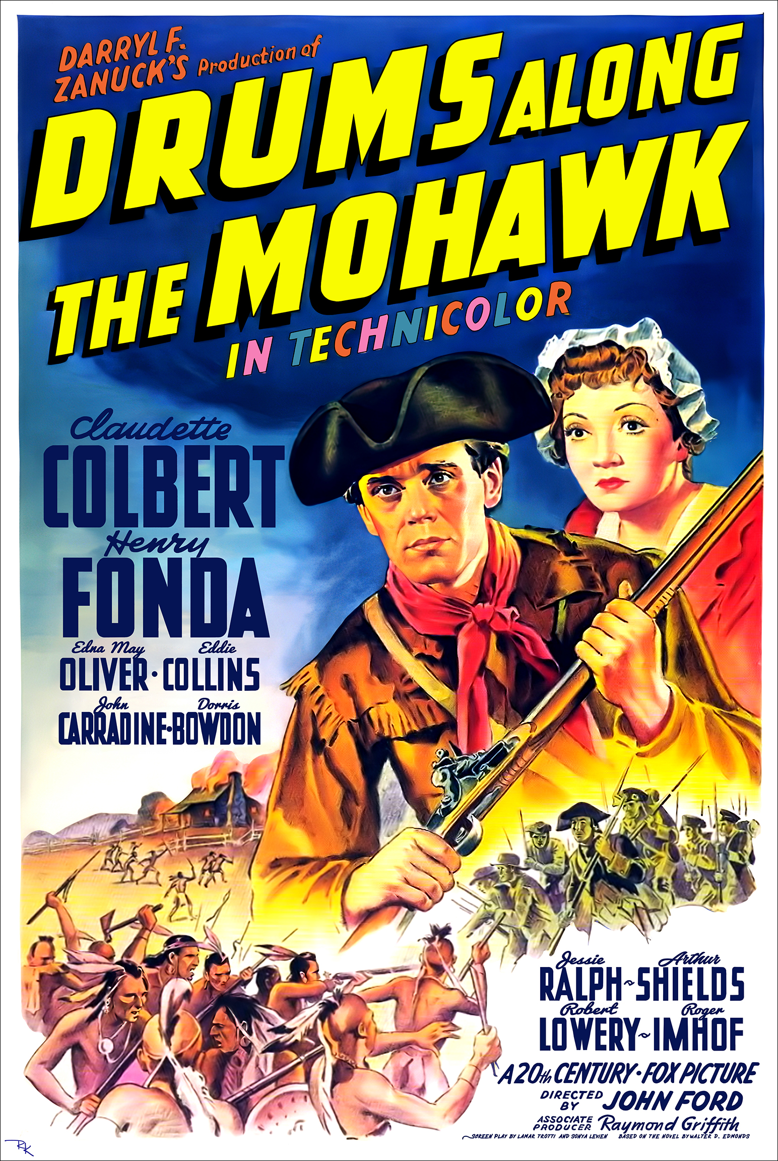 "Drums Along the Mohawk" <br>starring Henry Fonda<br> and Claudette Colbert Drums Along the Mohawk movie poster-The Movie Poster Store