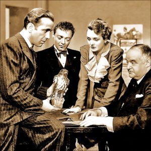 "The Maltese Falcon" (1)<br>starring Humphrey Bogart ,<br>and Mary Astor Maltese Falcon still