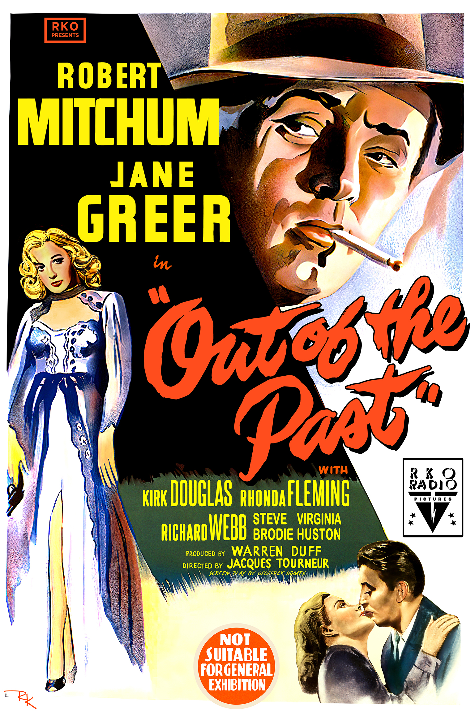 "Out of the Past" (1)<br>starring Robert Mitchum<br> and Kirk Douglas Out of the Past movie poster-The Movie Poster Store