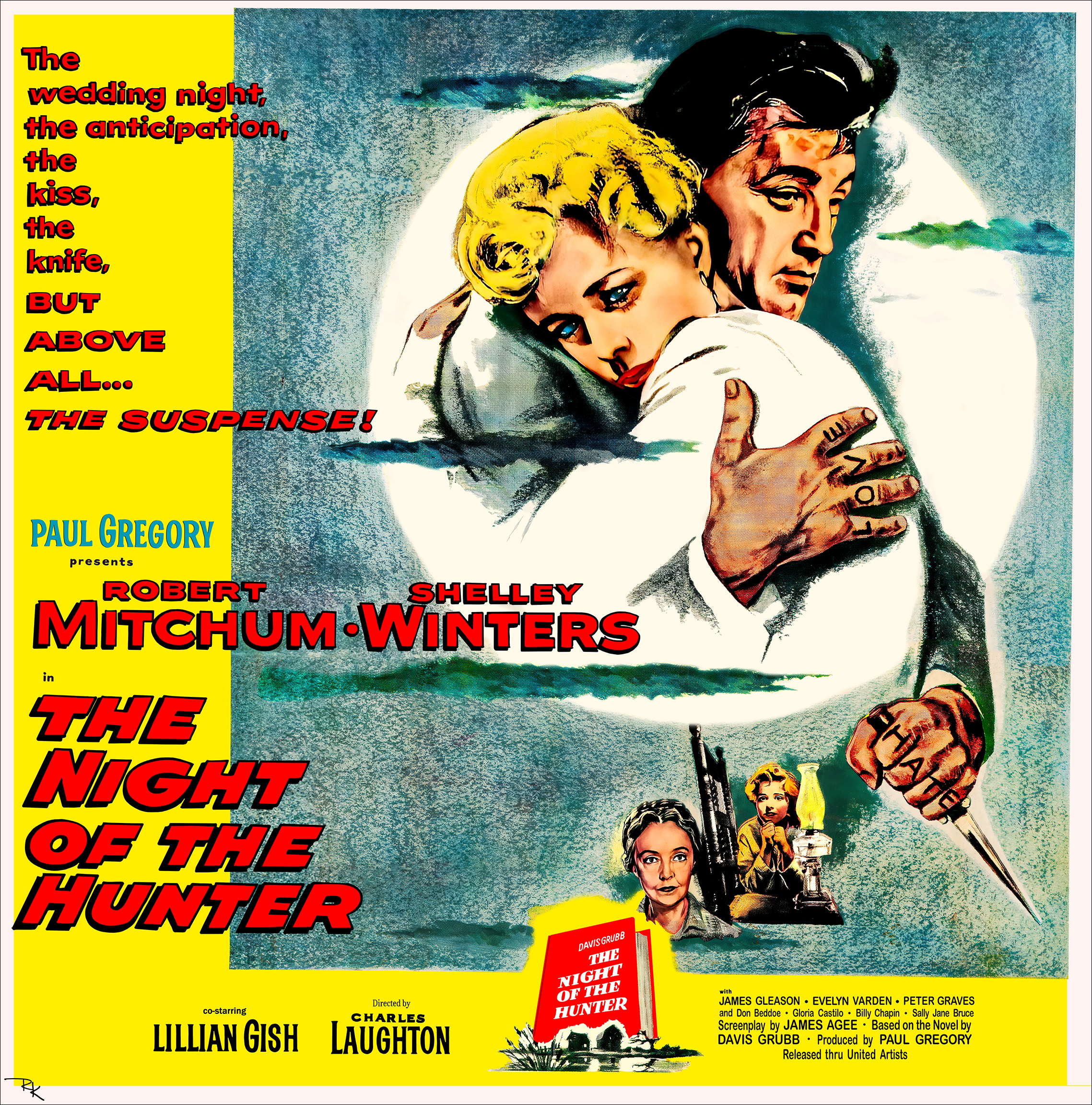 "The Night of the Hunter" <br>with Robert Mitchum, Shelley Winters The Night of the Hunter movie poster-The Movie Poster Store