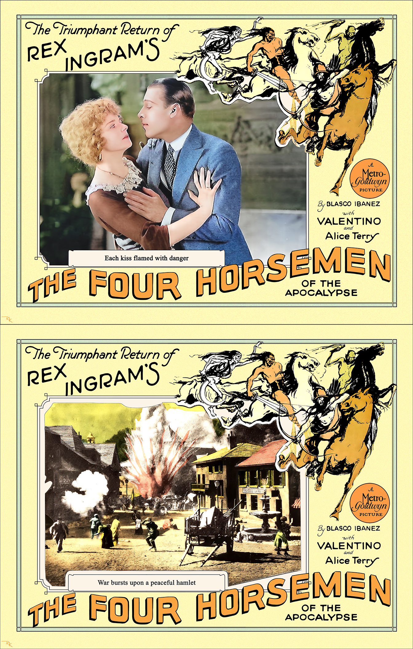 "The Four Horsemen"<br>starring Rudolph Valentino<br>set of 2 Lobby Cards The Four Horsemen of the Apocalypse movie poster-The Movie Poster Store